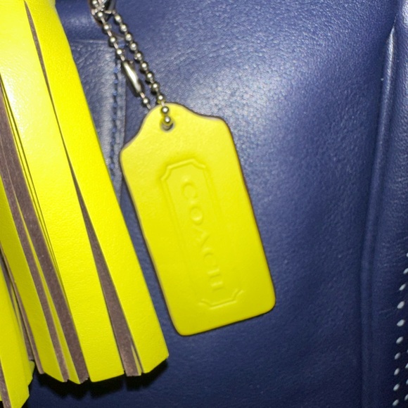 Coach Legacy Leather Perforated Medium Navy w/Citrine tassel 22390 - Picture 5 of 10